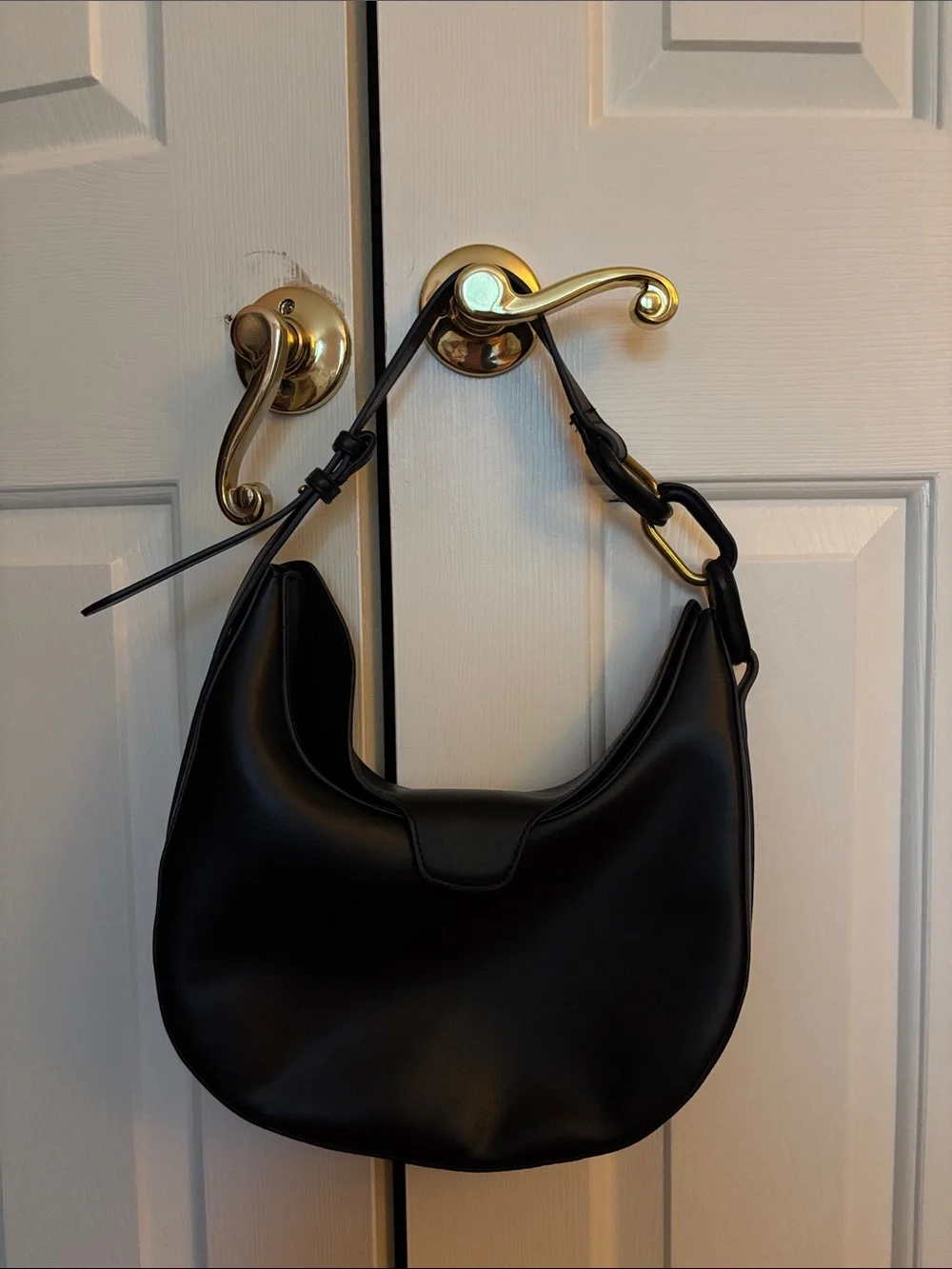 Madison West Black Pleather Hobo Bag Purse